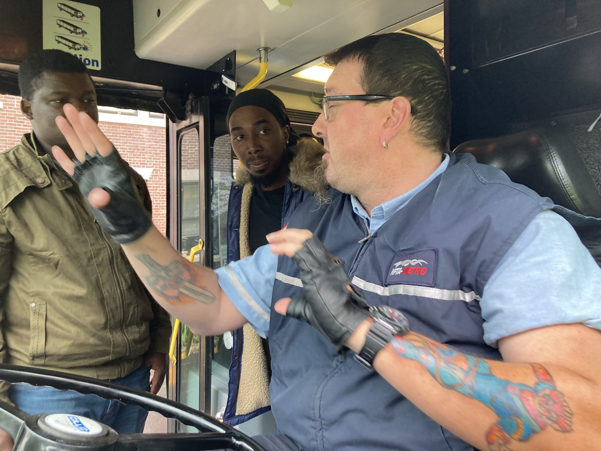 NFTA Operator/Driver explains the job to IIB Job Club clients.
